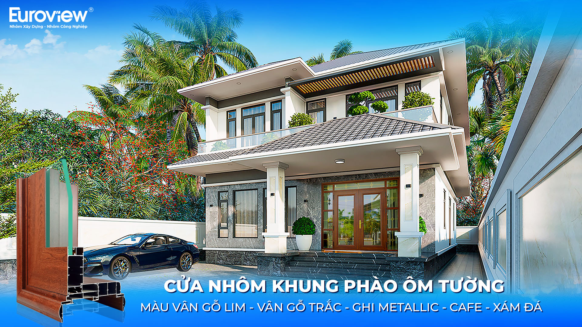 Cửa nhôm khung phào ôm tường