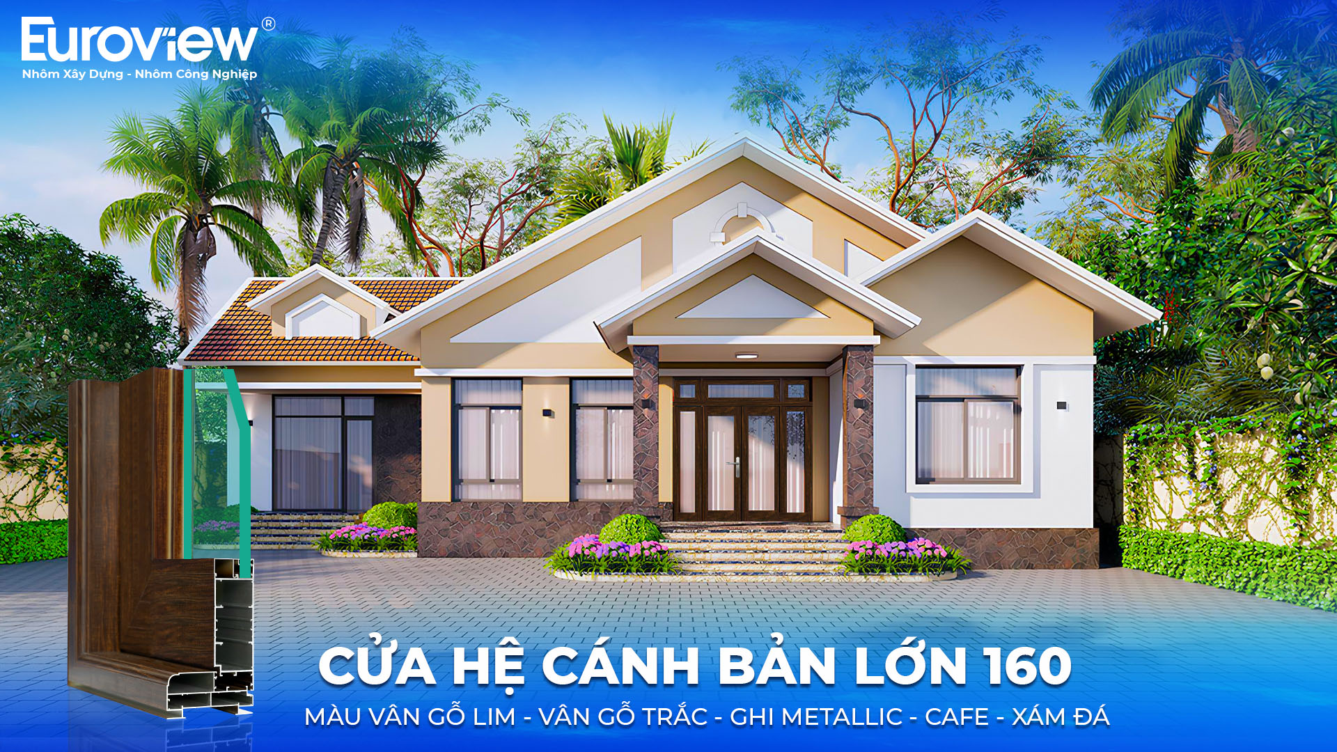 Cửa nhôm xingfa cánh bản lớn 160mm